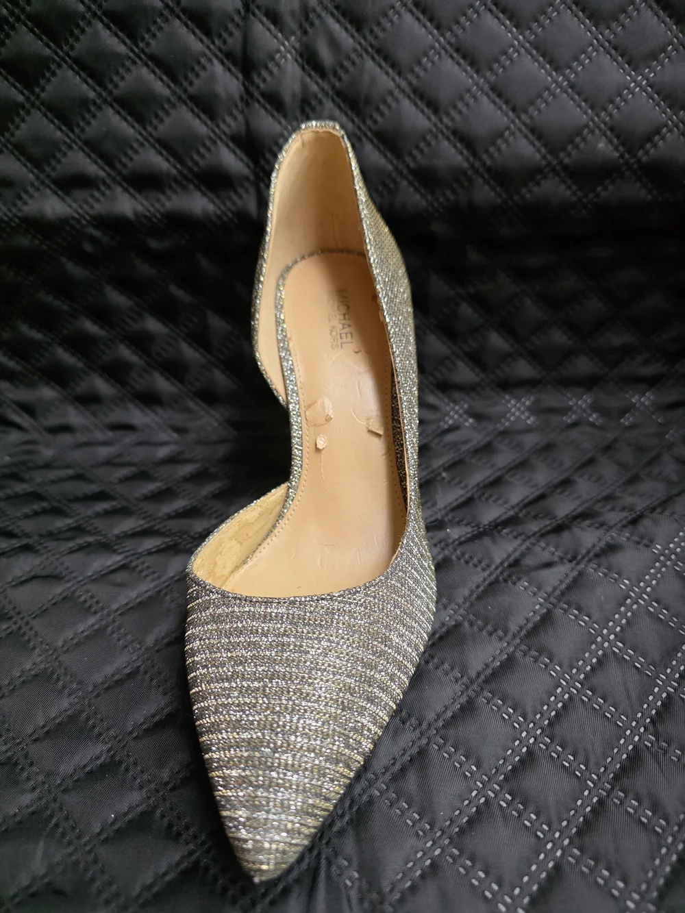 Michael Kors Dorothy Flex Glitter Pumps Gold Silver 7M Peeling Insole